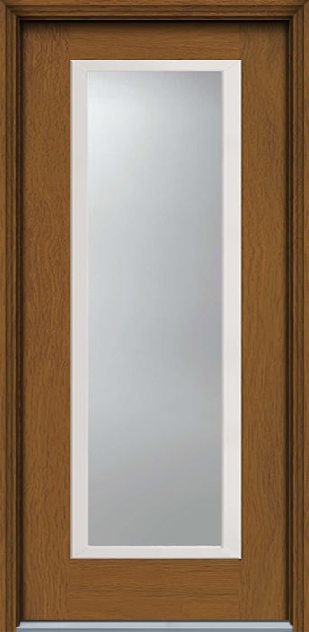 80" Narrow Full Lite Contemporary Woodgrain Fiberglass Single Door, WBD Impact