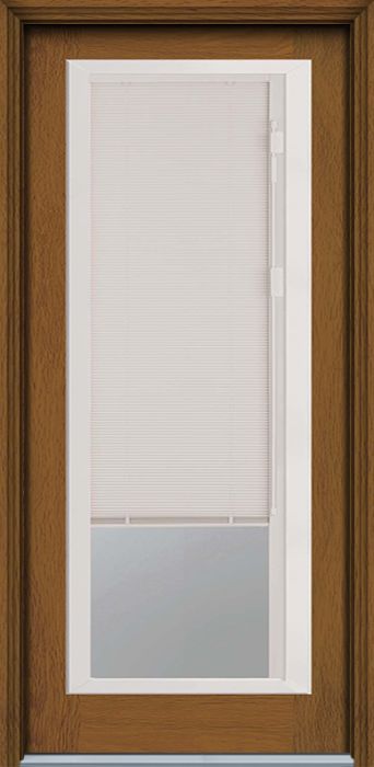 80" Blink Blinds Narrow Full Lite Contemporary Woodgrain Fiberglass Single Door, WBD Impact