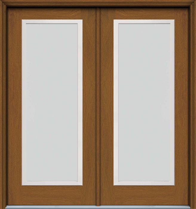 80" Blanca Full Lite Contemporary Woodgrain Fiberglass Double Door, WBD Impact