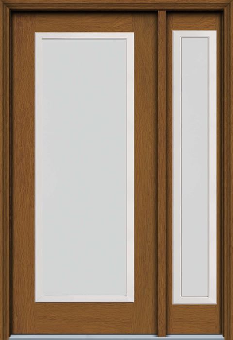 80" Blanca Full Lite Contemporary Woodgrain Fiberglass Single Door, Sidelite, WBD Impact
