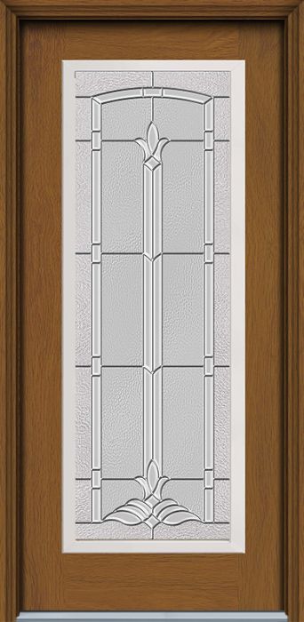 80" Bristol Full Lite Woodgrain Fiberglass Single Door, WBD Impact