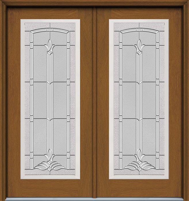 80" Bristol Full Lite Woodgrain Fiberglass Double Door, WBD Impact