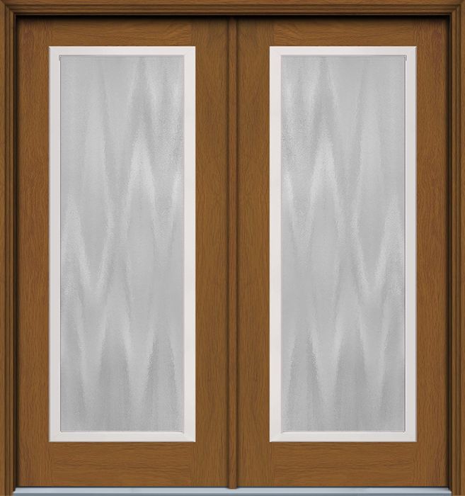 80" Chinchilla Full Lite Contemporary Woodgrain Fiberglass Double Door, WBD Impact