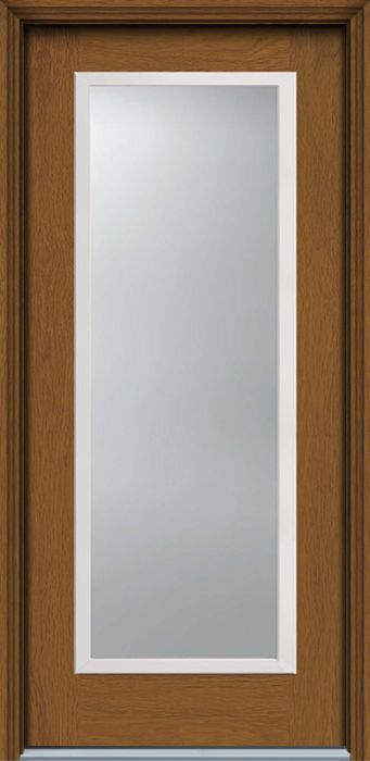 80" Low-E Full Lite Contemporary Woodgrain Fiberglass Single Door, WBD Impact