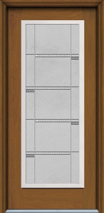80" Crosswalk Full Lite Contemporary Woodgrain Fiberglass Single Door, WBD Impact