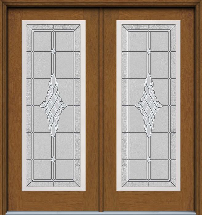 80" Grace Full Lite Woodgrain Fiberglass Double Door, WBD Impact