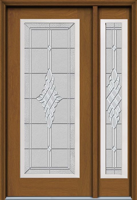 80" Grace Full Lite Woodgrain Fiberglass Single Door, Sidelite, HVHZ Impact