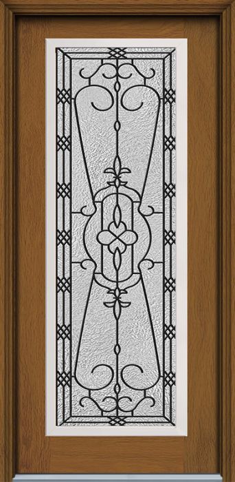 80" Jacinto Full Lite Woodgrain Fiberglass Single Door, WBD Impact