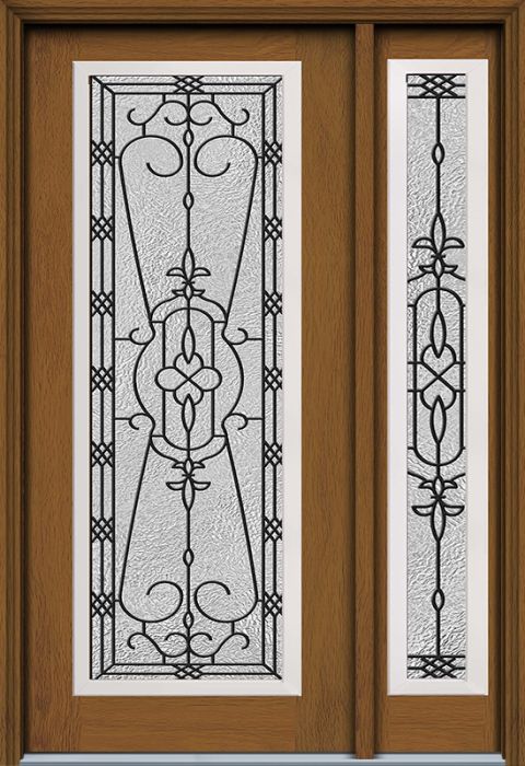 80" Jacinto Full Lite Woodgrain Fiberglass Single Door, Sidelite, HVHZ Impact