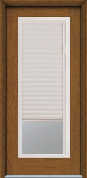 80" Blink Blinds Full Lite Contemporary Woodgrain Fiberglass Single Door, WBD Impact