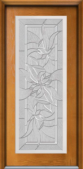 80" Renewed Impressions Full Lite Contemporary Woodgrain Fiberglass Single Door, WBD Impact