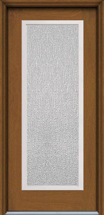 80" Rain Full Lite Contemporary Woodgrain Fiberglass Single Door, HVHZ Impact