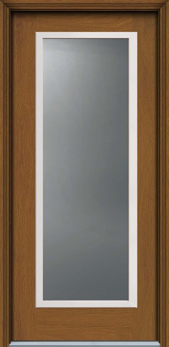 80" Turtle Full Lite Contemporary Woodgrain Fiberglass Single Door, WBD Impact