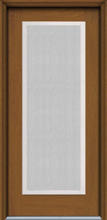 80" Streamed Full Lite Contemporary Woodgrain Fiberglass Single Door, WBD Impact