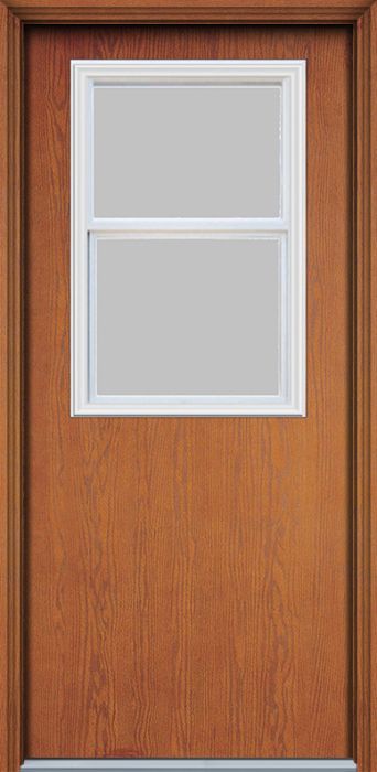 80" Vent 1/2 Lite Woodgrain Fiberglass Single Door, WBD Impact