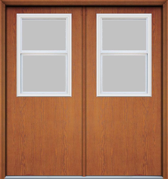 80" Vent 1/2 Lite Woodgrain Fiberglass Double Door, HVHZ Impact