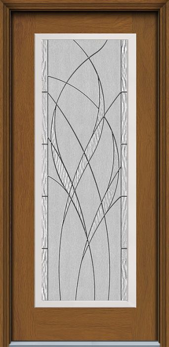 80" Waterside Full Lite Contemporary Woodgrain Fiberglass Single Door, WBD Impact