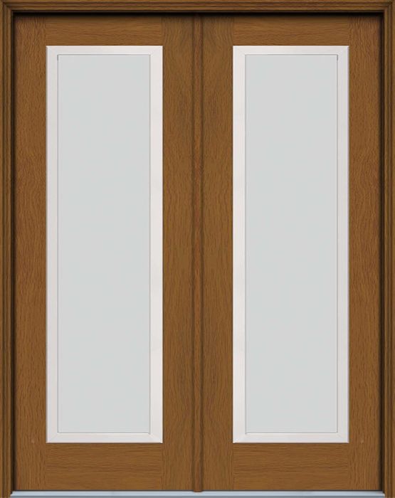 96" Blanca Narrow Full Lite Contemporary Woodgrain Fiberglass Double Door, HVHZ Impact