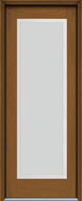 96" Blanca Full Lite Contemporary Woodgrain Fiberglass Single Door, WBD Impact