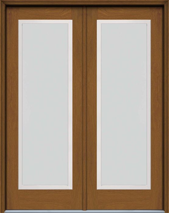 96" Blanca Full Lite Contemporary Woodgrain Fiberglass Double Door, WBD Impact