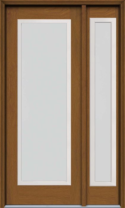 96" Blanca Full Lite Contemporary Woodgrain Fiberglass Single Door, Sidelite, WBD Impact