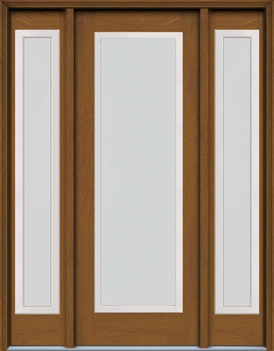 96" Blanca Full Lite Contemporary Woodgrain Fiberglass Single Door, Sidelites, WBD Impact