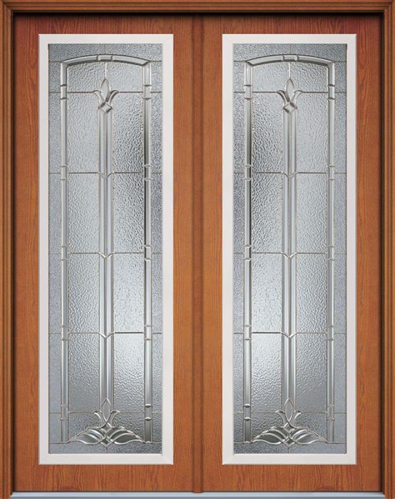 96" Bristol Full Lite Woodgrain Fiberglass Double Door, WBD Impact