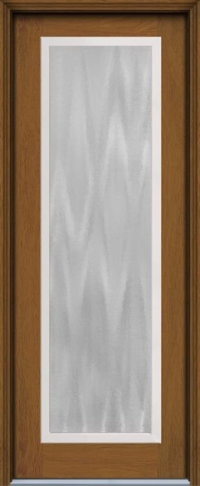 96" Chinchilla Full Lite Contemporary Woodgrain Fiberglass Single Door, WBD Impact