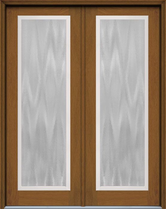 96" Chinchilla Full Lite Contemporary Woodgrain Fiberglass Double Door, WBD Impact