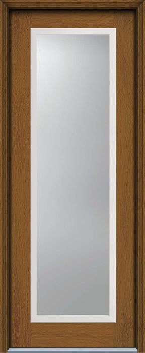 96" Full Lite Contemporary Woodgrain Fiberglass Single Door, WBD Impact