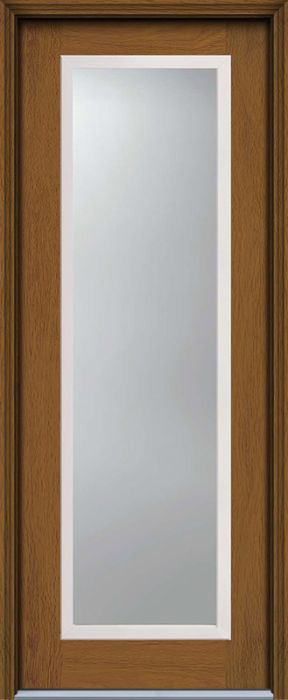 96" Low-E Full Lite Contemporary Woodgrain Fiberglass Single Door, HVHZ Impact