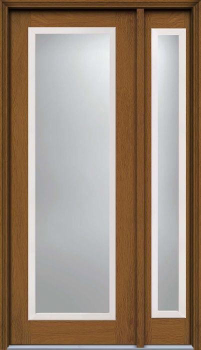 96" Low-E Full Lite Contemporary Woodgrain Fiberglass Single Door, Sidelite, WBD Impact