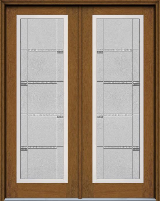 96" Crosswalk Full Lite Contemporary Woodgrain Fiberglass Double Door, WBD Impact