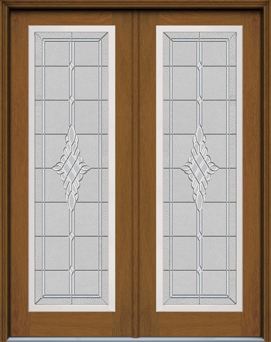 96" Grace Full Lite Woodgrain Fiberglass Double Door, WBD Impact