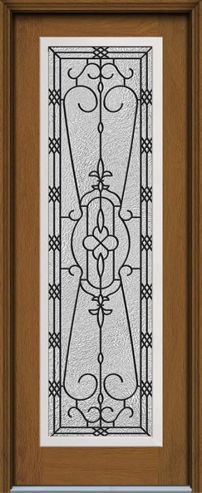 96" Jacinto Full Lite Woodgrain Fiberglass Single Door, WBD Impact