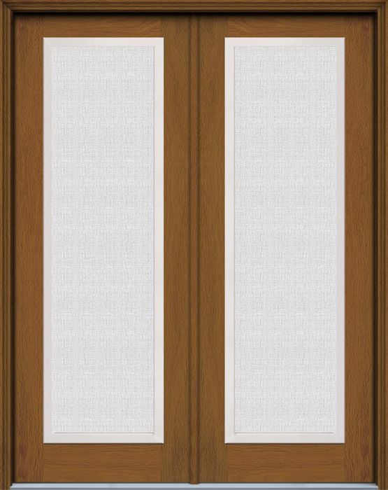 96" Linen Full Lite Contemporary Woodgrain Fiberglass Double Door, WBD Impact