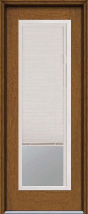 96" Blink Blinds Full Lite Contemporary Woodgrain Fiberglass Single Door, HVHZ Impact