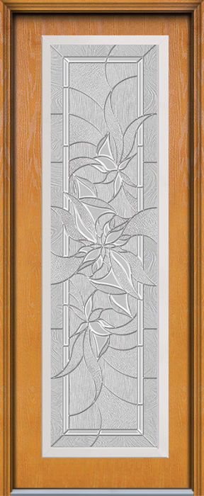 96" Renewed Impressions Full Lite Contemporary Woodgrain Fiberglass Single Door, WBD Impact