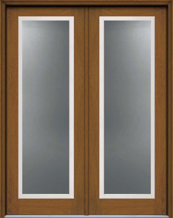 96" Turtle Full Lite Contemporary Woodgrain Fiberglass Double Door, WBD Impact