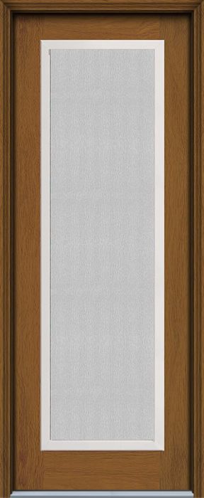 96" Streamed Full Lite Contemporary Woodgrain Fiberglass Single Door, WBD Impact