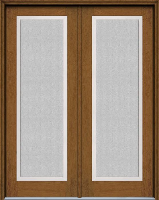 96" Streamed Full Lite Contemporary Woodgrain Fiberglass Double Door, WBD Impact