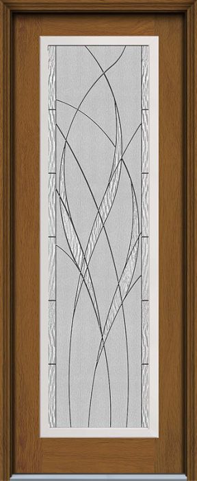 96" Waterside Full Lite Contemporary Woodgrain Fiberglass Single Door, WBD Impact