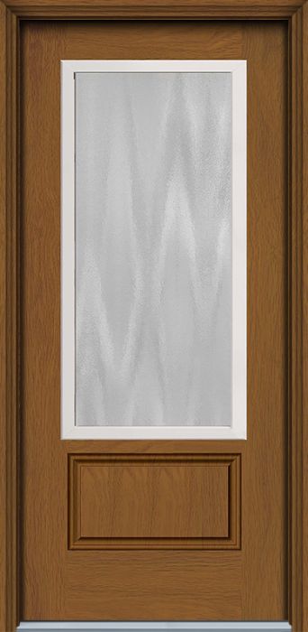 80" Chinchilla 3/4 Lite 1 Panel Modern Woodgrain Fiberglass Single Door, WBD Impact
