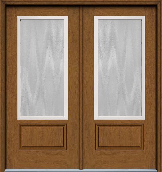 80" Chinchilla 3/4 Lite 1 Panel Modern Woodgrain Fiberglass Double Door, WBD Impact