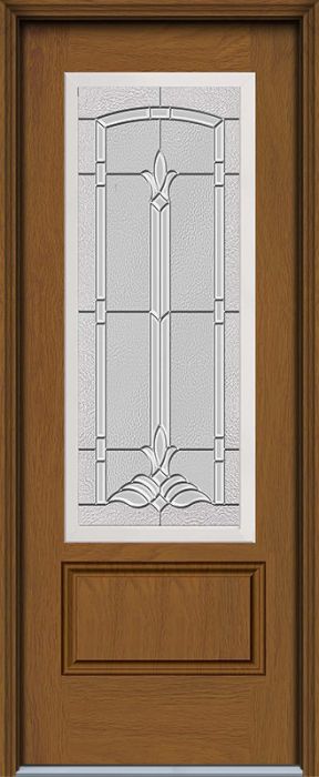 96" Bristol 3/4 Lite 1 Panel Woodgrain Fiberglass Single Door, WBD Impact