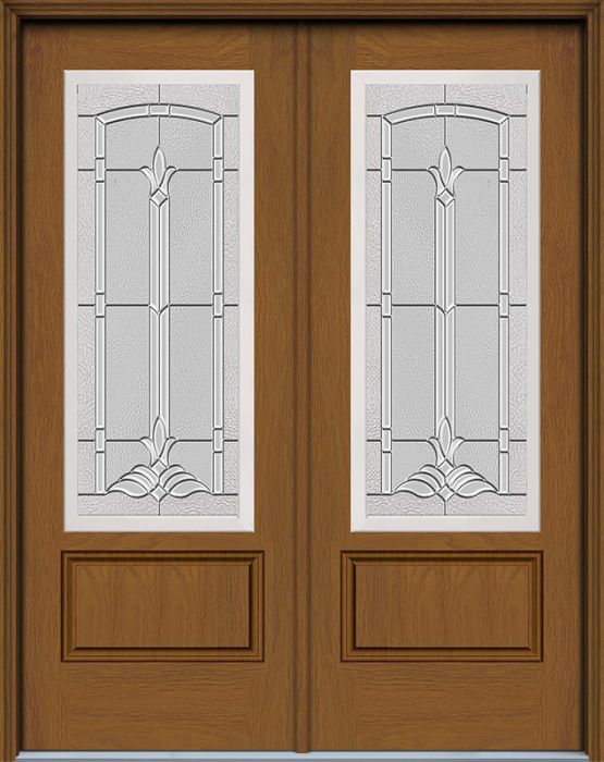 96" Bristol 3/4 Lite 1 Panel Woodgrain Fiberglass Double Door, WBD Impact
