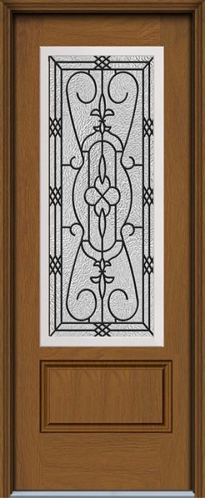 96" Jacinto 3/4 Lite 1 Panel Woodgrain Fiberglass Single Door, WBD Impact