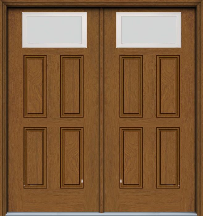 80" Blanca Top View 4 Panel Colonial Woodgrain Fiberglass Double Door, WBD Impact
