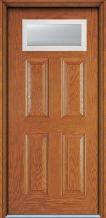 80" Top View 4 Panel Colonial Woodgrain Fiberglass Single Door, WBD Impact