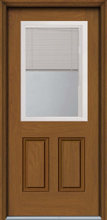 80" Blink Blinds 1/2 Lite 2 Panel Contemporary Woodgrain Fiberglass Single Door, WBD Impact